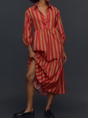 maeve seamed contrast midi dress Seamed Contrast Midi Dress by Maeve in White, Size: XL at Anthropologie